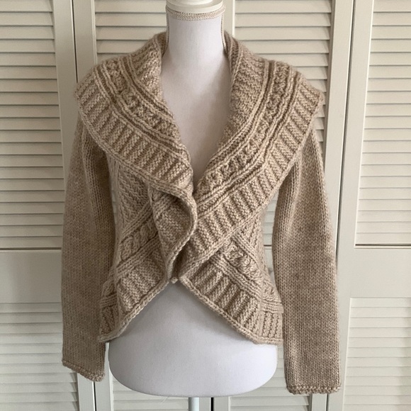 Anthropologie Elsamanda Chunky Soft Oatmeal Made in Italy Knit Sweater Size S - Picture 1 of 11